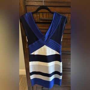 WOW Couture Navy and Cream Knit Dress